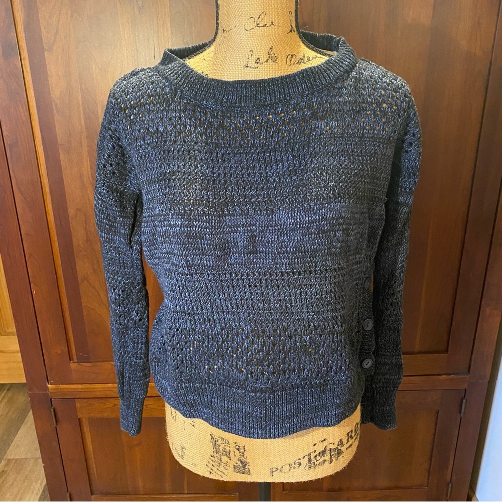 Victoria’ Secret Women’s Sweater Medium Blue Black Crew Neck Long Sleeve